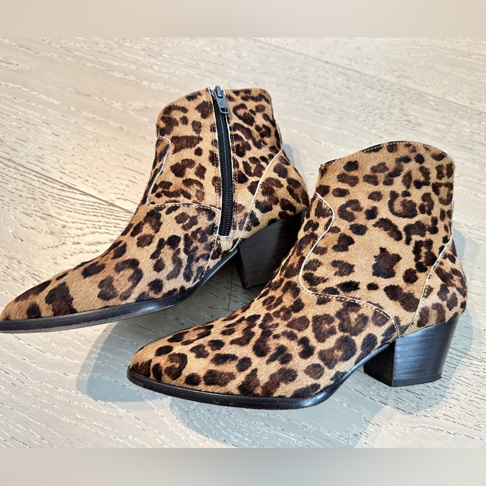 Ash Western leather Booties Leopard Print